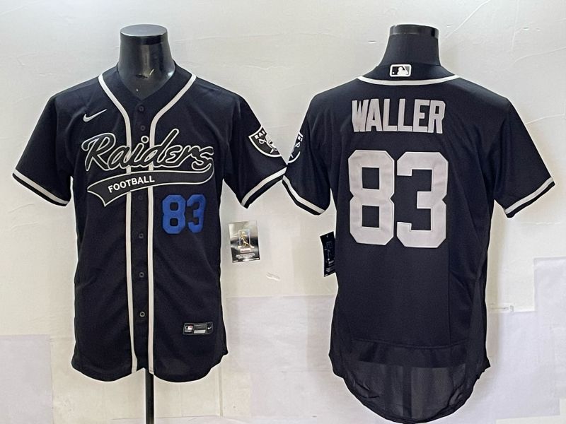 Men 2025 Oakland Raiders 83 Waller black Joint Name Nike Elite NFL Jersey style 03